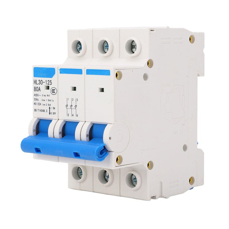 3P 400V 80Amp DIN Rail Miniature Circuit Breaker Isolator Switch with PC Material - Image 2