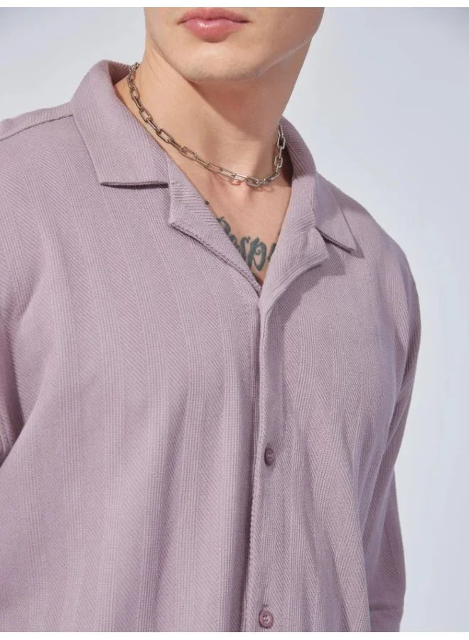 Maniac  Maniac Mens Solid Half Sleeve Light Lavender Cotton Shirt for Men | Best Price UAE