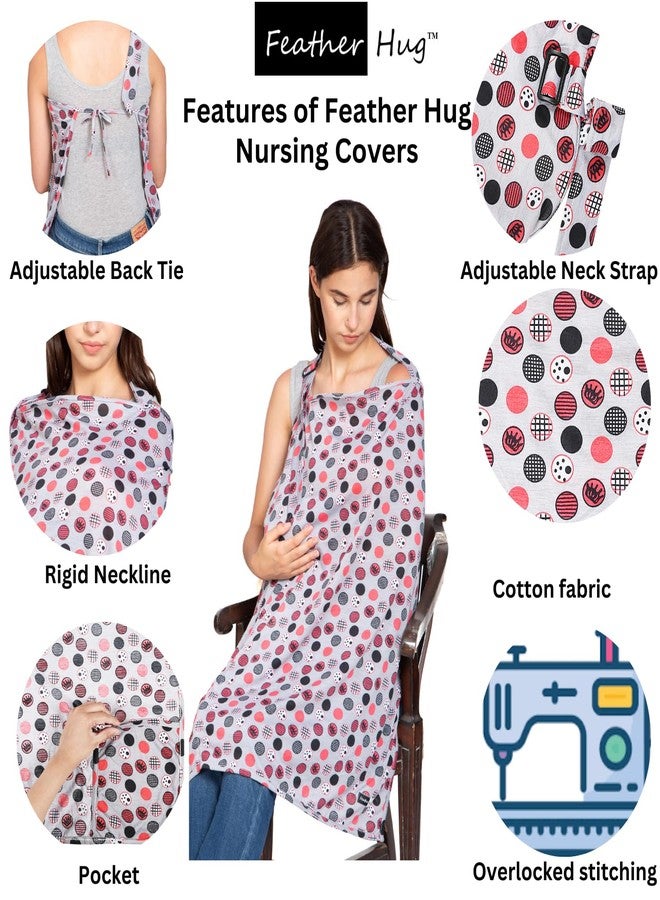 Feather Hug® Premium Nursing Cover - Stretchy Cotton Breastfeeding Cover, Breathable for Mom, Real Cotton, Random Circles - Image 2