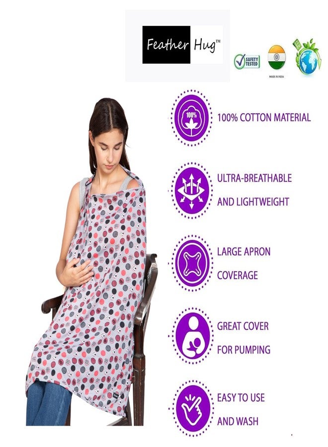 Feather Hug® Premium Nursing Cover - Stretchy Cotton Breastfeeding Cover, Breathable for Mom, Real Cotton, Random Circles - Image 3