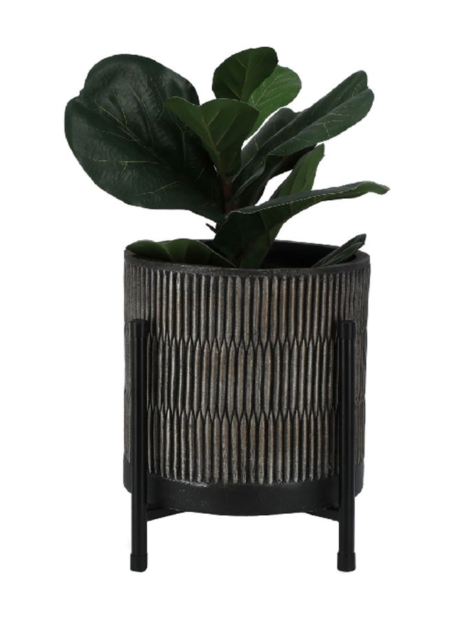 سيرين وعاء زراعي دائري متين مع حامل باللونين البني والأسود، بأبعاد 42 × 37 × 37 سم - Image 1