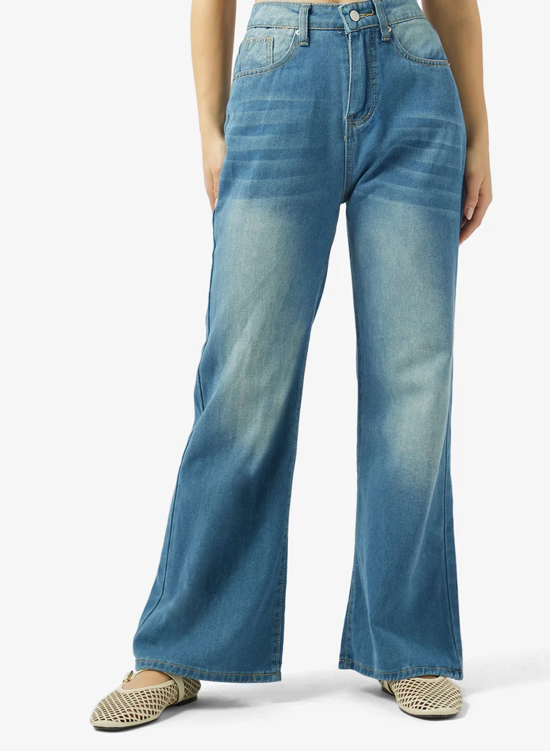 Ginger Mid Rise Wide Leg Jeans