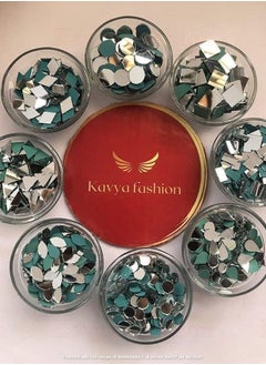 Kavya fashion 8 Shape Mirror kit for Jewellery Making,Other Craft Work Like Project & lippan Art, mud Work Decoration (Total-800 Pieces, 100 Piece of Each Shape) Free Fabric Glue (Combo of 8)  - Image 2