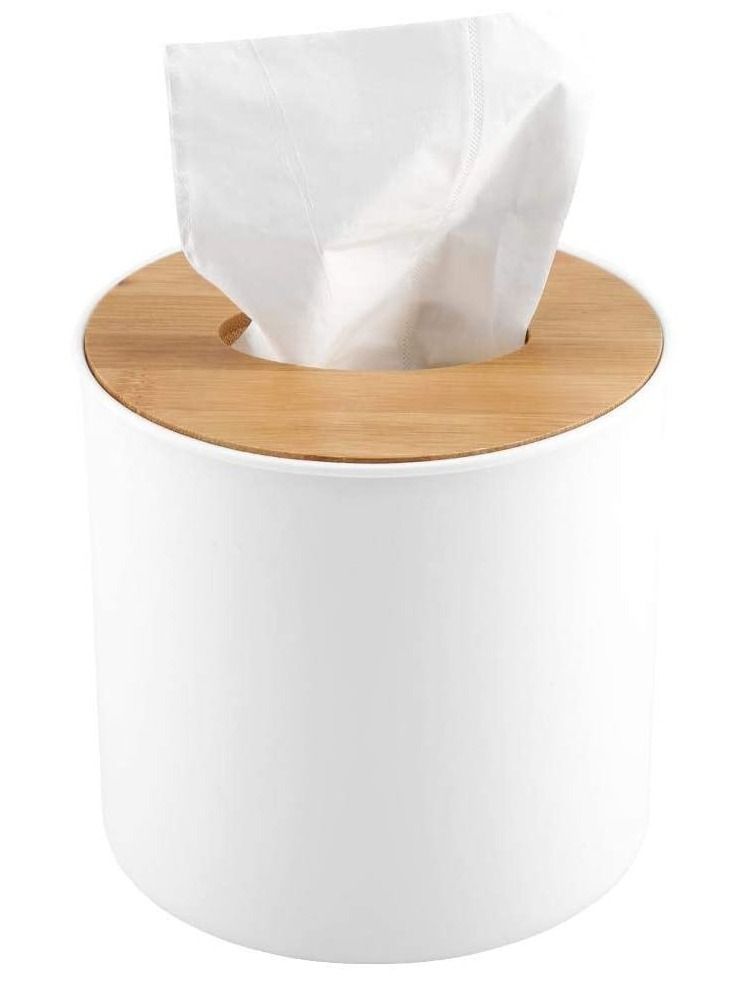 Excefore Napkin Case, Removable Bamboo, Wood Cover Plastic Tissue Box Holder Storage Organizer for Home Car Office  - Image 1