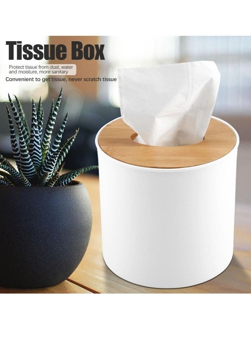 Excefore Napkin Case, Removable Bamboo, Wood Cover Plastic Tissue Box Holder Storage Organizer for Home Car Office  - Image 3