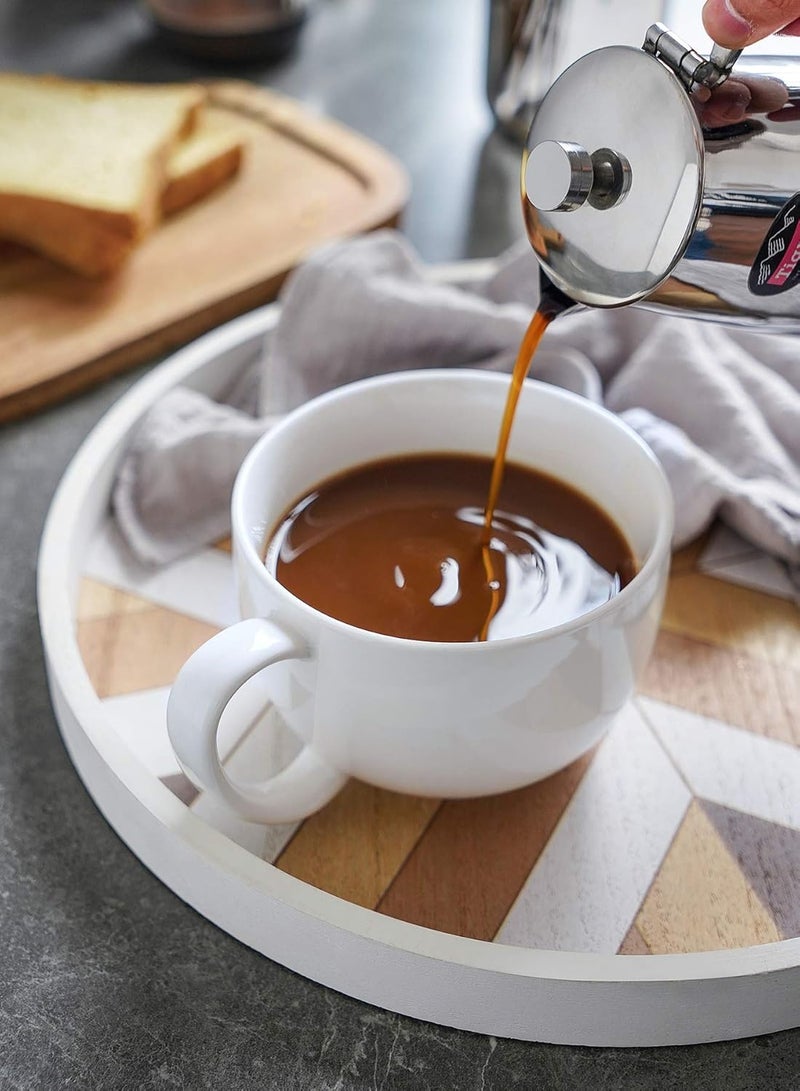 Sweese Porcelain 22oz Large Coffee Mugs Set of 4 - Soup Mug with Handles - Perfect for Hot Chocolate - Microwave Safe - White - Image 2