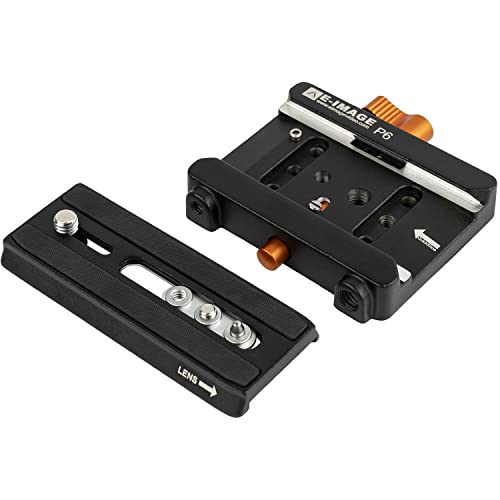 E-Image P6 Quick Release Adapter Camera Base Plate | for monopods, stabilizer, Gimbals, Tripods | Manfrotto Plate Compatible, Black - Image 2