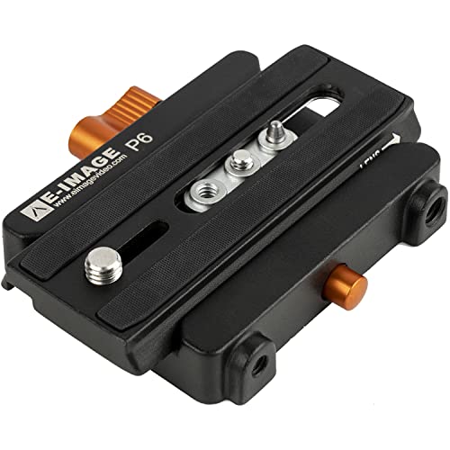 E-Image P6 Quick Release Adapter Camera Base Plate | for monopods, stabilizer, Gimbals, Tripods | Manfrotto Plate Compatible, Black - Image 1
