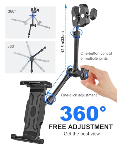 Kolasels Rearview Mirror Tablet Holder for Car [Metal Magic Arm] Universal Metal Clip Rear View Mirror Tablet Mount, Rear View Mirror Phone Holder for 5.5-15.6” iPad Pro/Air/Mini, Galaxy Z, iphone16 - Image 3