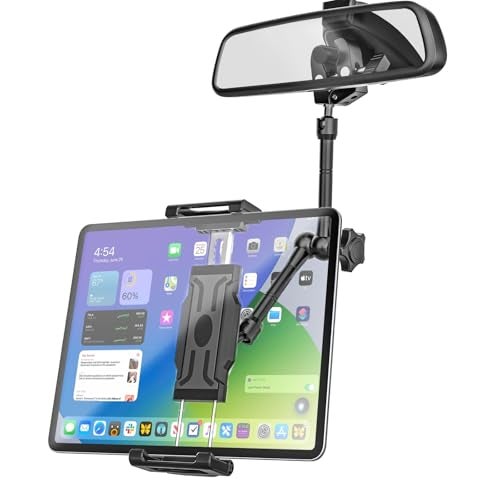 Kolasels Rearview Mirror Tablet Holder for Car [Metal Magic Arm] Universal Metal Clip Rear View Mirror Tablet Mount, Rear View Mirror Phone Holder for 5.5-15.6” iPad Pro/Air/Mini, Galaxy Z, iphone16 - Image 1