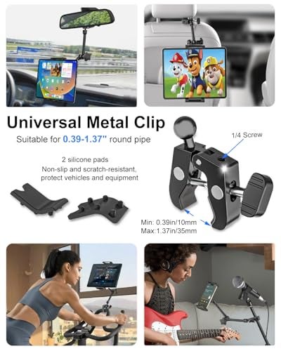 Kolasels Rearview Mirror Tablet Holder for Car [Metal Magic Arm] Universal Metal Clip Rear View Mirror Tablet Mount, Rear View Mirror Phone Holder for 5.5-15.6” iPad Pro/Air/Mini, Galaxy Z, iphone16 - Image 5