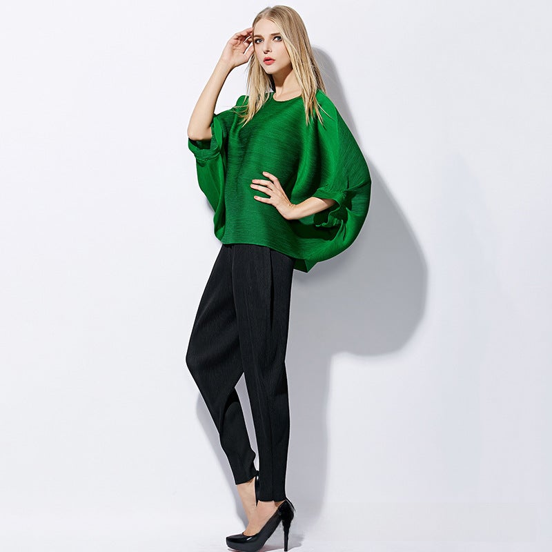 Loose Pleated Trousers Spring Summer Women Black  - Image 4