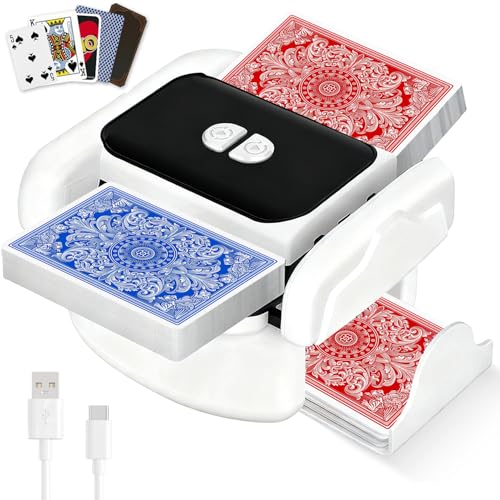 LITTCO Rechargeable Automatic Card Shuffler for 2 Decks Portable Electric Poker Shuffler with Low Noise USB Charging for UNO SkipBo Phase 10 Home Party Games - Image 1