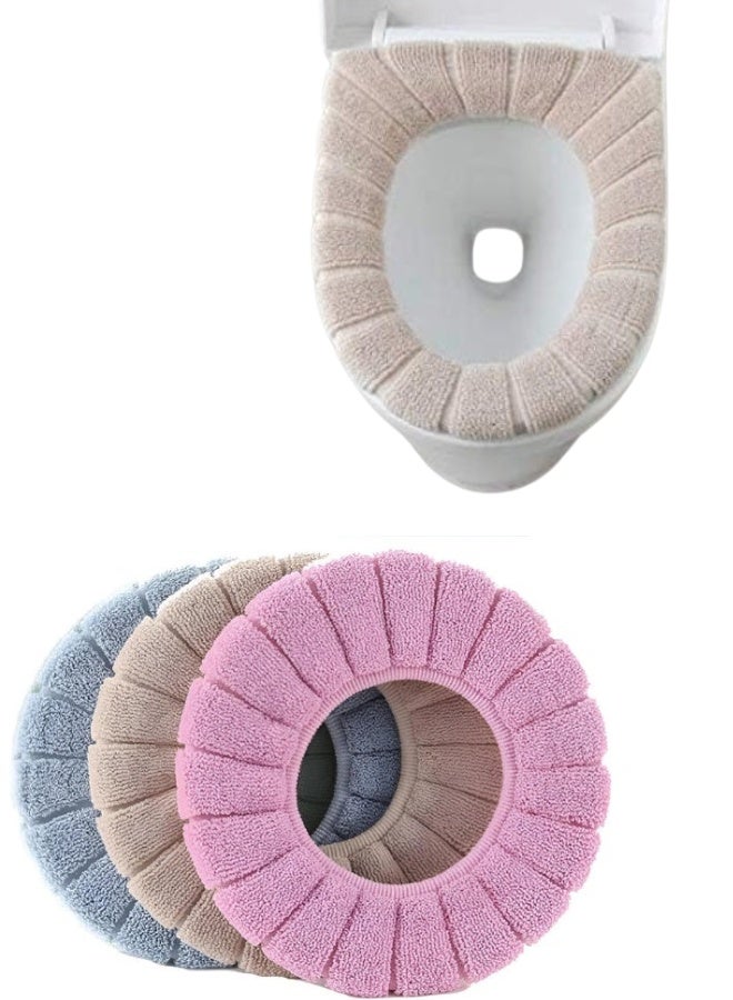 غطاء وسادة مقعد المرحاض من الجلد الدافئ والفرو - وسادة مقعد مرحاض ناعمة ومريحة - سهلة التركيب مع تثبيت محكم - واقي مقعد مرحاض قابل لإعادة الاستخدام والغسل - ألوان عشوائية - Image 1