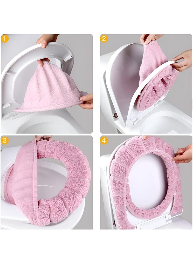 غطاء وسادة مقعد المرحاض من الجلد الدافئ والفرو - وسادة مقعد مرحاض ناعمة ومريحة - سهلة التركيب مع تثبيت محكم - واقي مقعد مرحاض قابل لإعادة الاستخدام والغسل - ألوان عشوائية - Image 2