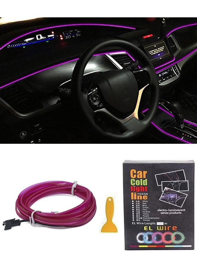 Generic USB EL Wire Car Interior LED Light Strip, Neon Cold Light Mood Light with 6mm Sewing Edge, Car Interior Mood Light Kit, Garden Decoration 5V/DC (1-5M/16.4FT, Purple) - Image 1