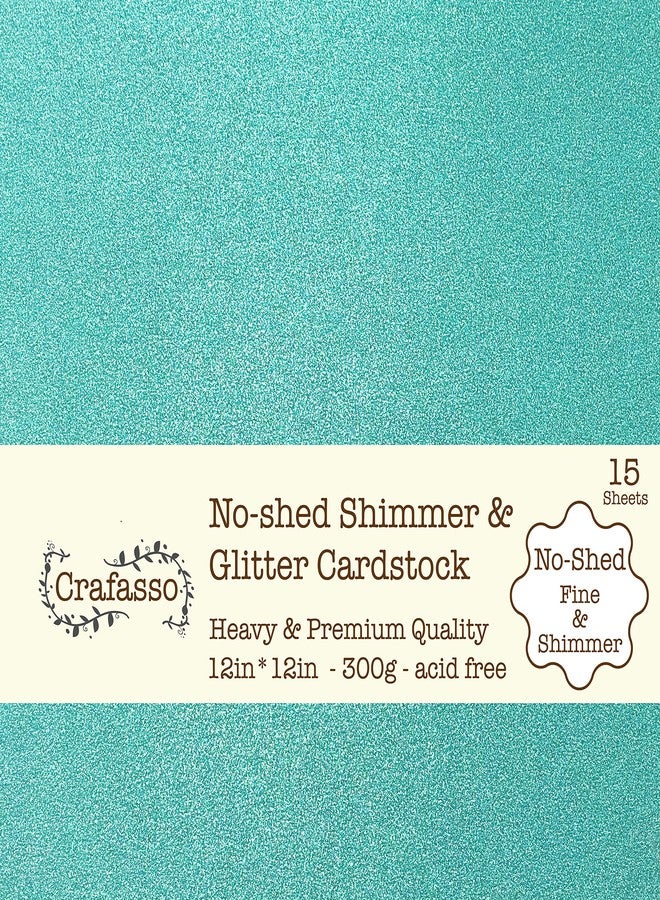 Crafasso No-Shed fine Glitter cardstock, 12" x 12" 300GMS, 15 Sheets, Aqua - Image 4