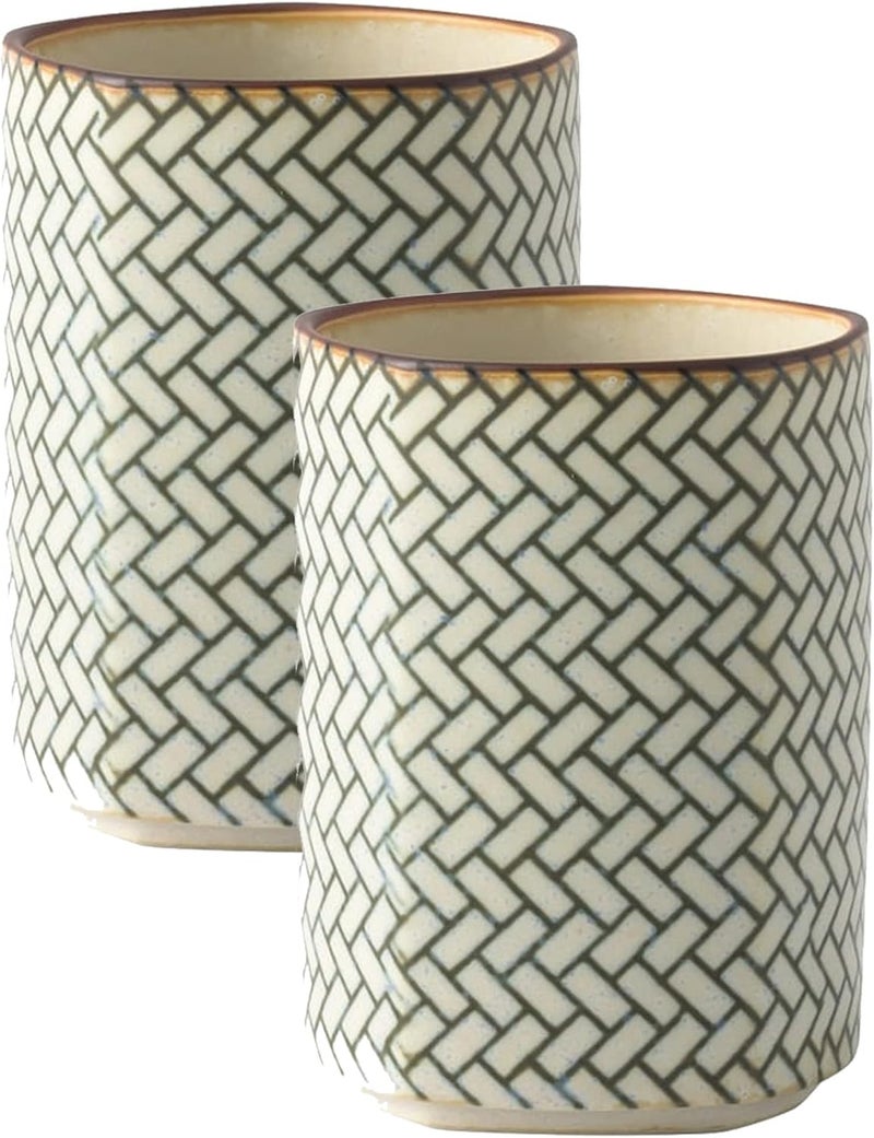 IPPINKA كوب شاي ياباني من بورسلين إيبينكا يونوبي مجموعة من 2 نمط كومن صنع في اليابان - Image 1