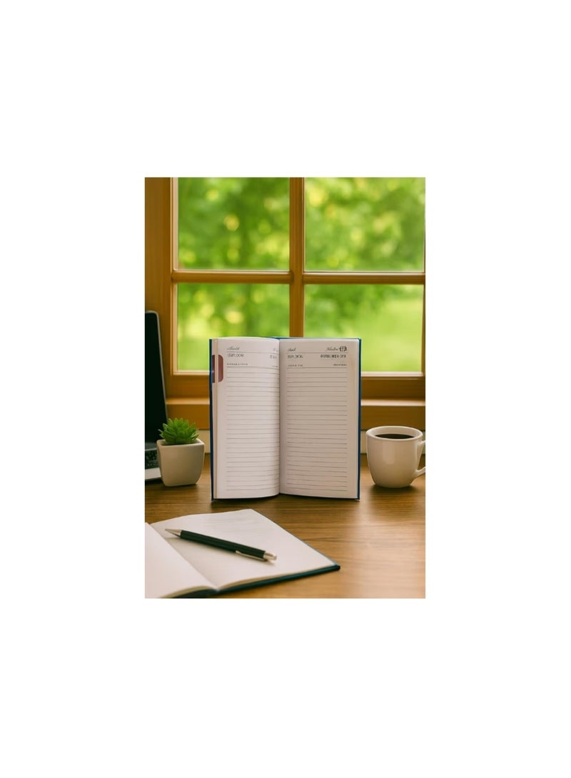 Annual desk planner for 2026 to organize daily and monthly appointments and tasks. Elegant plain cover for daily planning and business. Size 21 x 15 cm, 1 piece. - Image 2