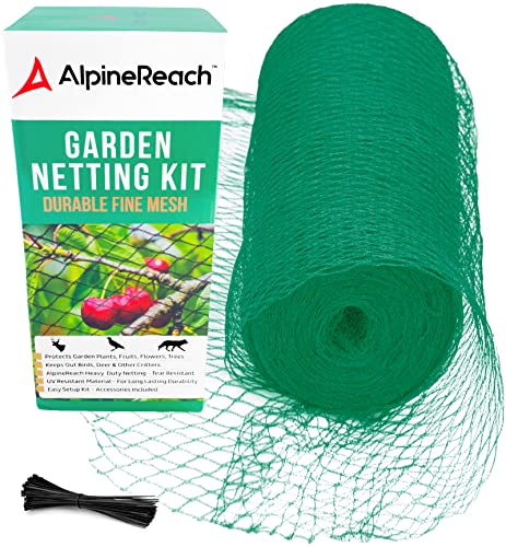 AlpineReach Garden Netting 7.5 x 65 ft Heavy Duty Bird Net, Deer, Plant Protection Extra Strong Woven Mesh, Reusable Kit with Zip Ties, Animal Fencing for Fruits Trees, Green - Image 1