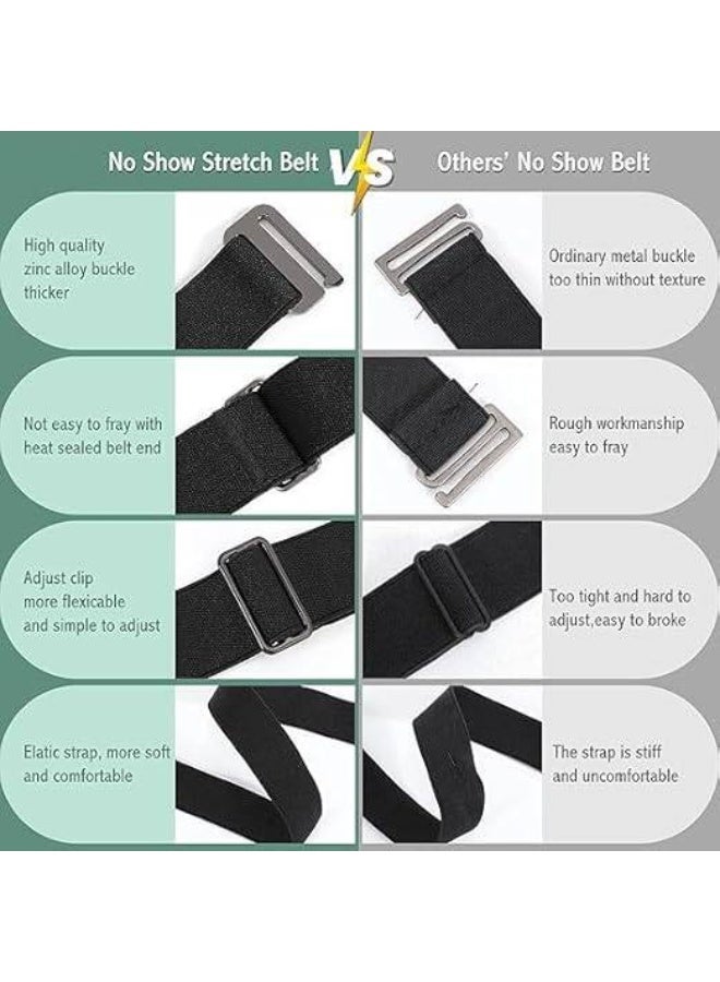 HZYH Women's Invisible Elastic Belt Flat Buckle Loose Mesh Belt for Men and Women Suitable for Jeans and Dress Black, One Size - Image 2