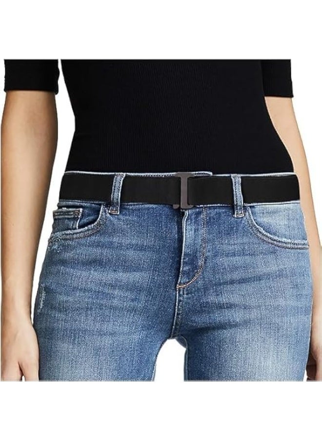 HZYH Women's Invisible Elastic Belt Flat Buckle Loose Mesh Belt for Men and Women Suitable for Jeans and Dress Black, One Size - Image 1