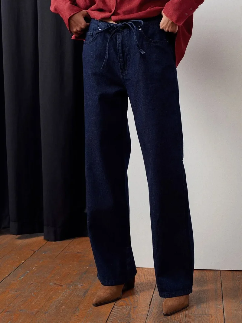 ديلفين Dilvin Women’s Mid-Waist Straight-Leg Jeans