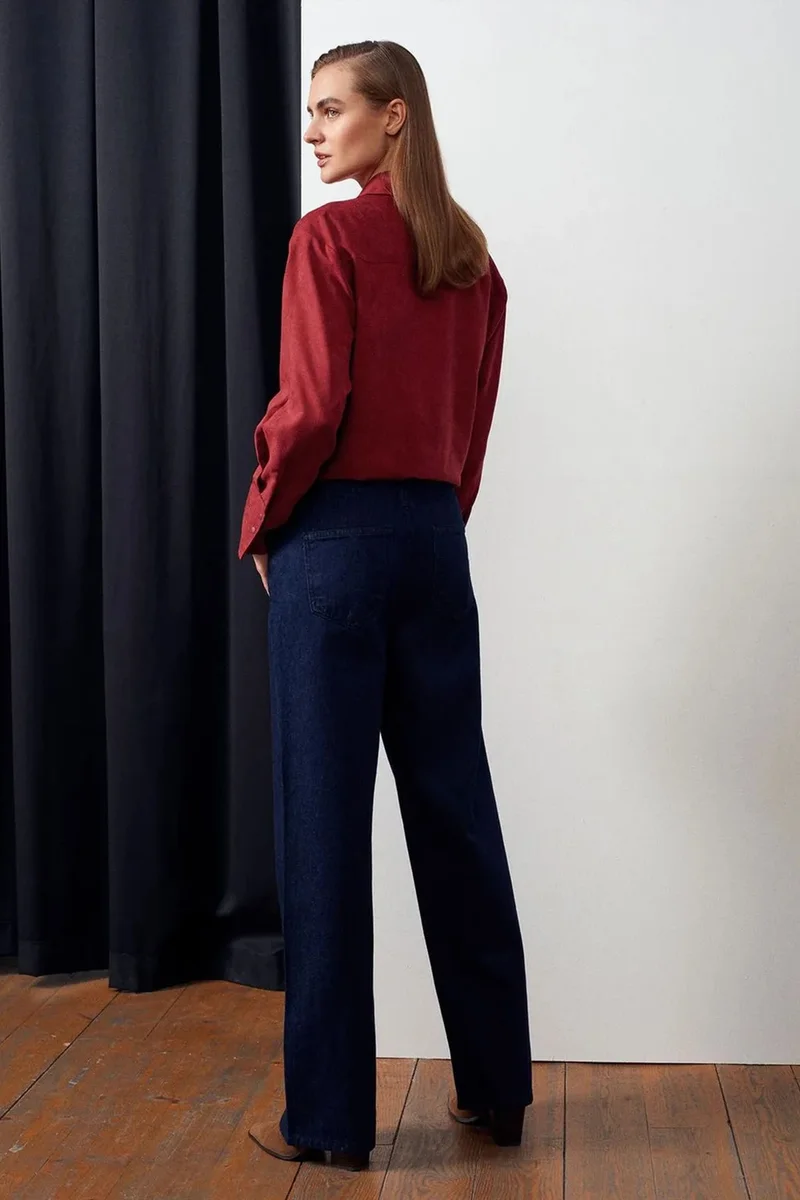 Dilvin Dark Blue Denim DILVIN Women’s Mid-Waist Straight-Leg Jeans for Women | Best Price UAE