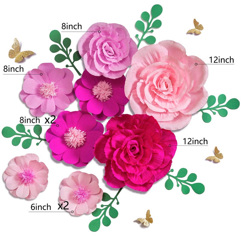 Letjolt Giant Paper Flowers Decoration for Wall 3D Artificial Flowers Wedding Backdrop Handcrafted Rose for Baby Shower Bridal Shower Nursery Wall - Image 2