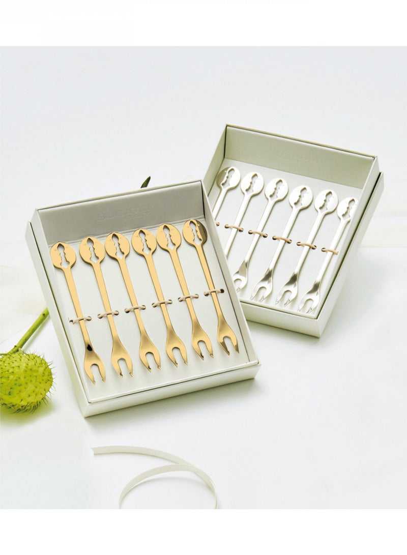 بوغاتي "شوكة حفلات 6 قطع من كازا بوجاتي كيس - فضي" - Image 2