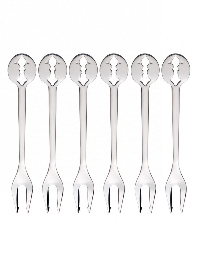 بوغاتي "شوكة حفلات 6 قطع من كازا بوجاتي كيس - فضي" - Image 1