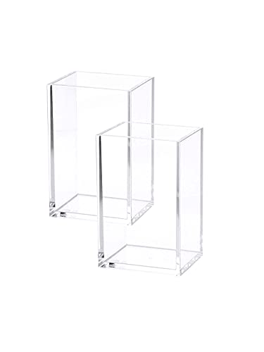 HSYMQ 2 Pack Clear Acrylic Pencil Pen Holder Cup, Makeup Brush Holder Acrylic Desk Accessories - Image 1