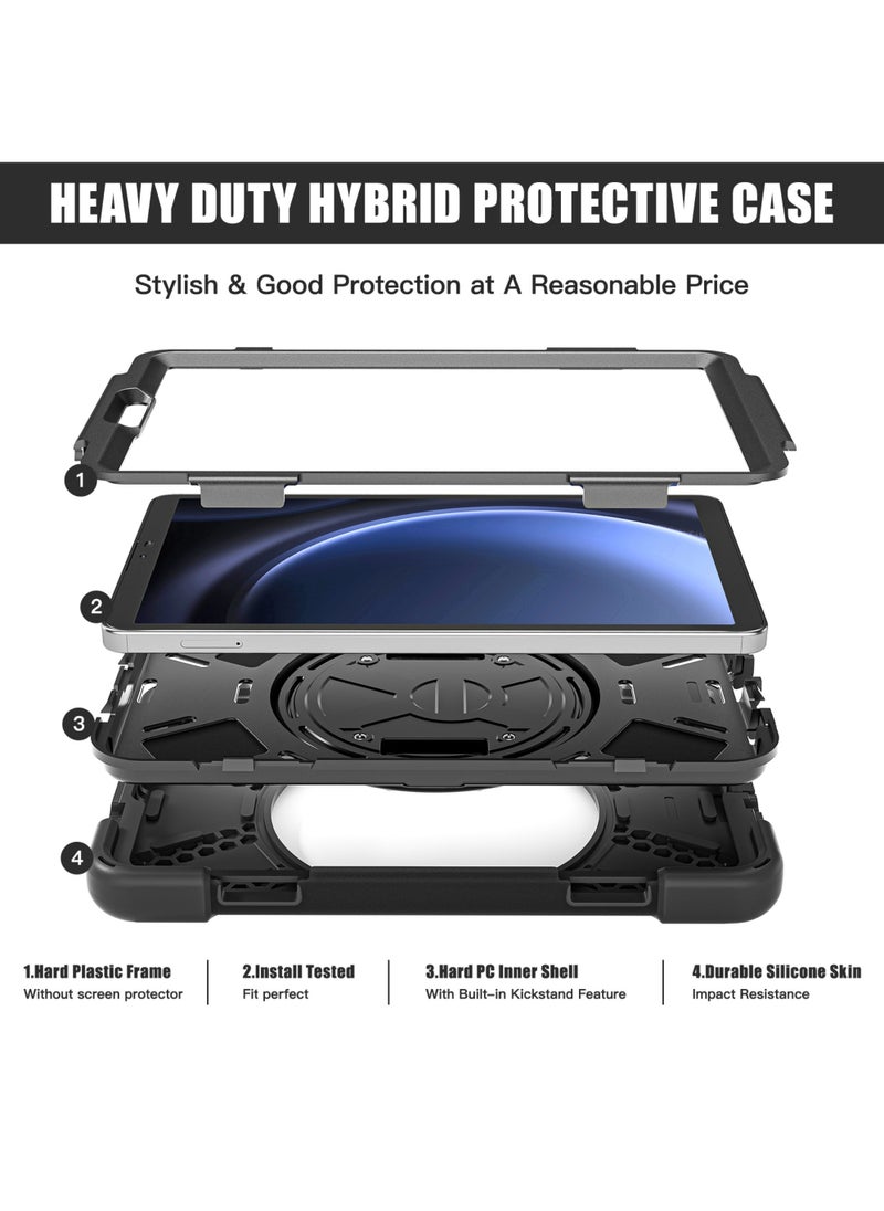 Rock Pow - Samsung Galaxy Tab A9 Case 8.7 Inch 2023 SM-X110/X115/X117 for Kids with Screen Protector | Heavy Duty Shockproof Case with Rotating Stand Hand Strap for Galaxy Tab A9 Tablet 2023 - Image 1