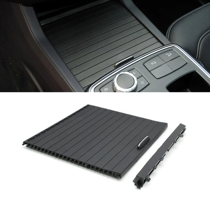 2PCS Center Console Sliding Cup Holder Covers for Mercedes Benz (Black) - Image 1