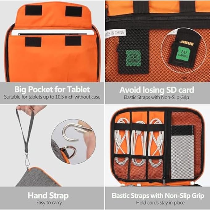 rayihni ELECTRONIC ORGANIZER, DOUBLE LAYER ELECTRONICS STORAGE CASE WITH ADJUSTABLE DIVIDERS, UNIVERSAL CORD ORGANIZER BAG COMPATIBLE WITH VARIOUS TECH ACCESSORIES, PERFECT FOR TRAVEL ESSENTIALS - Image 3