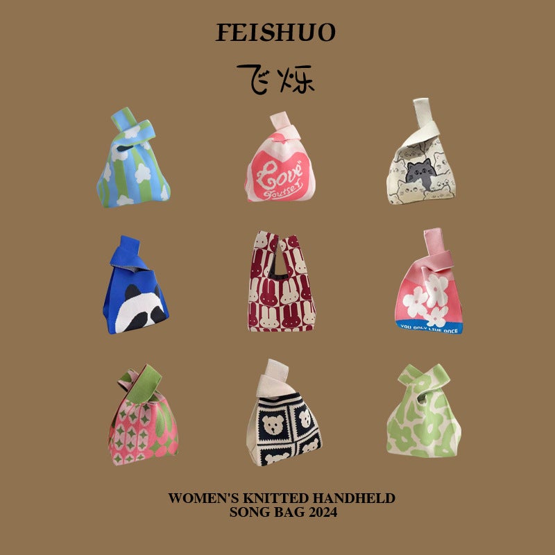Tote Bag Instagram Style Fashionable Hand Carrying Women'S Knitted Bucket Bag Japanese And Korean Style All-Match High Weight Lunch Box Bag Hand Gift - Image 2