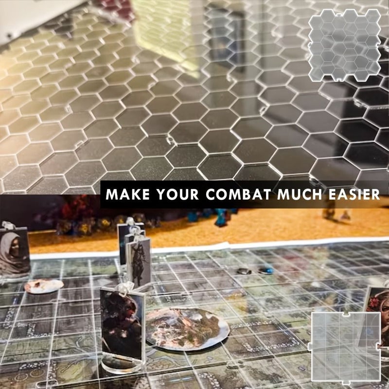 9Pcs Reusable Erasable Acrylic Modular Game Boards With Grids For DND And War Games - Image 2