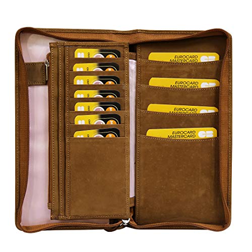 STYLE SHOES Genuine Leather Passport Holder for Men & Women/Suitable for Credit Debit Card and Boarding Pass / 16 Slot Card Holders & Travel Organizer- Brown - Image 5