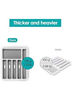 RYNX Sierware Drawer Organizer  Non Slip Utensil Tray Narrow Kitchen Cutlery Tray Drawer Organizers Plastic 6 artment Gray Tray  - Image 4