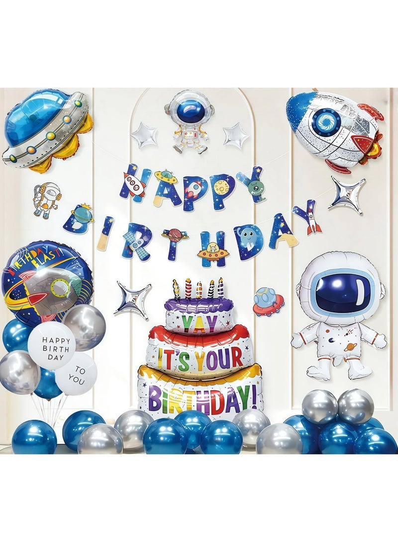 Balloon World Space-themed party balloons, 39 birthday party decorations, space theme, astronaut balloons, happy birthday banners, space party supplies, NASA-themed birthday party decorations - Image 3