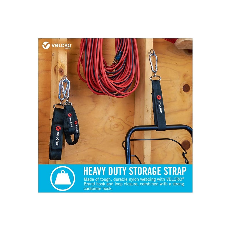 Velcro VELCRO Brand Easy Hang Strap Heavy Duty Outdoor Storage Extension Cords Cables Tools Bikes Organization for Garden Shed RV Medium up to 200 lbs Black 1 Count Pack of 1  - Image 4