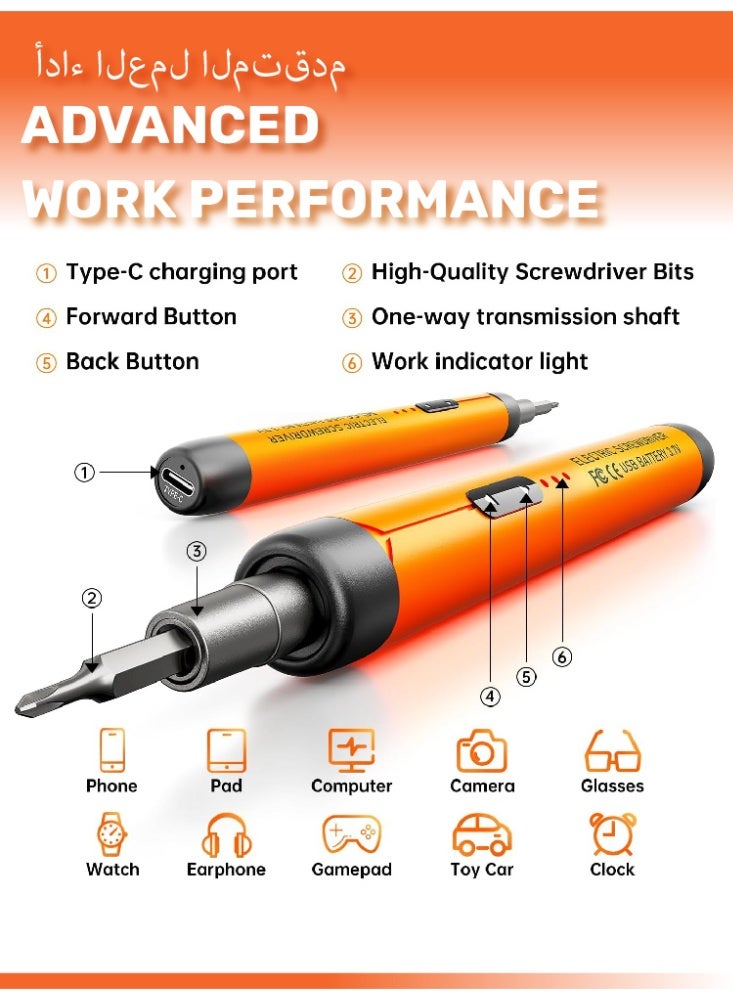 مفك كهربائي ، طقم مفك دقيق ، مثقاب مغناطيسي 88 في 1 ، طقم أدوات إصلاح مفك كهربائي ، مناسب لكاميرا الهاتف المحمول ، الكمبيوتر المحمول ، الساعة ، النظارات ، الساعة،إصلاح الألعاب-برتقالي - Image 5