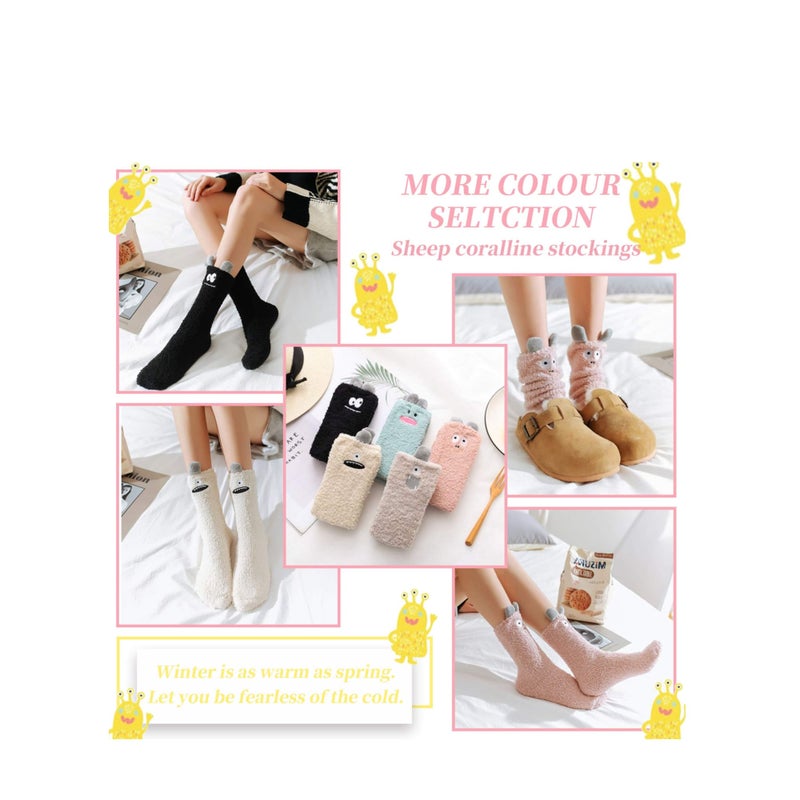 SOLARAE 5 pairs Womens Soft  Funny Animal Designe Microfiber Slipper Socks Cozy Fuzzy Winter Warm Socks - Image 5