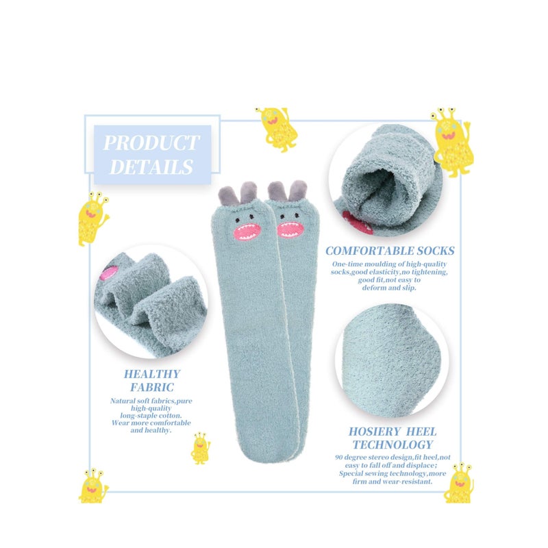 SOLARAE 5 pairs Womens Soft  Funny Animal Designe Microfiber Slipper Socks Cozy Fuzzy Winter Warm Socks - Image 2