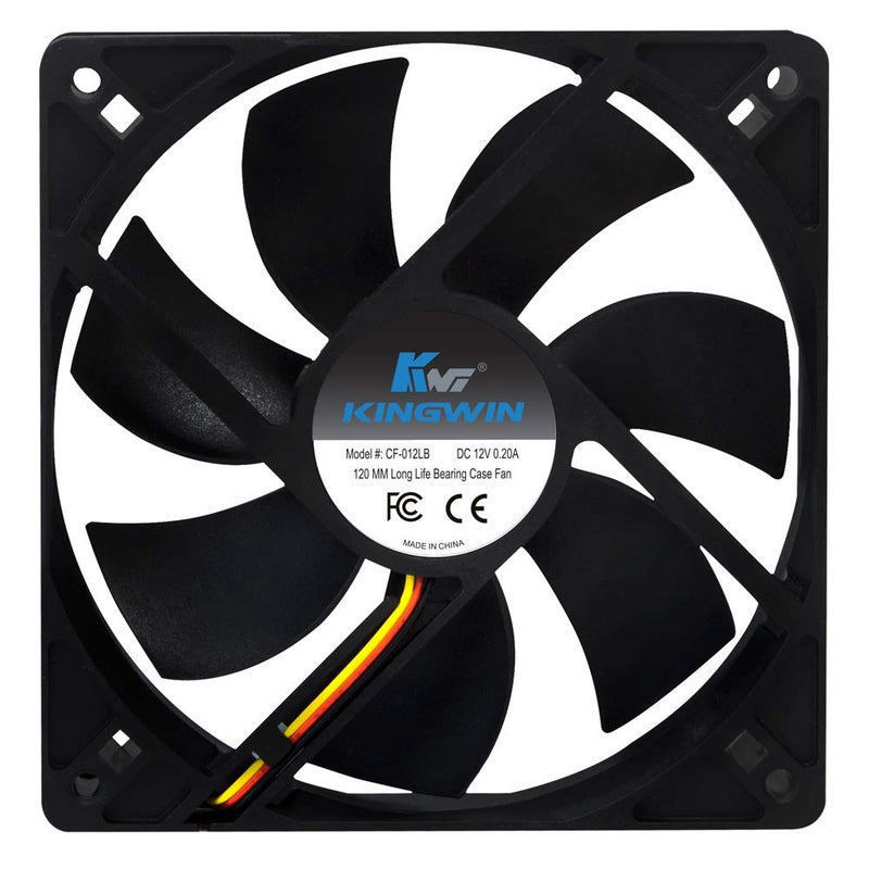 KingWin 120mm Silent Fan for PC Cases, CPU Coolers, Mining Rigs – Quiet Computer Cooling Fan with Long Life Sleeve Bearing, High Airflow Ventilation – Black CF-012LB - Image 4