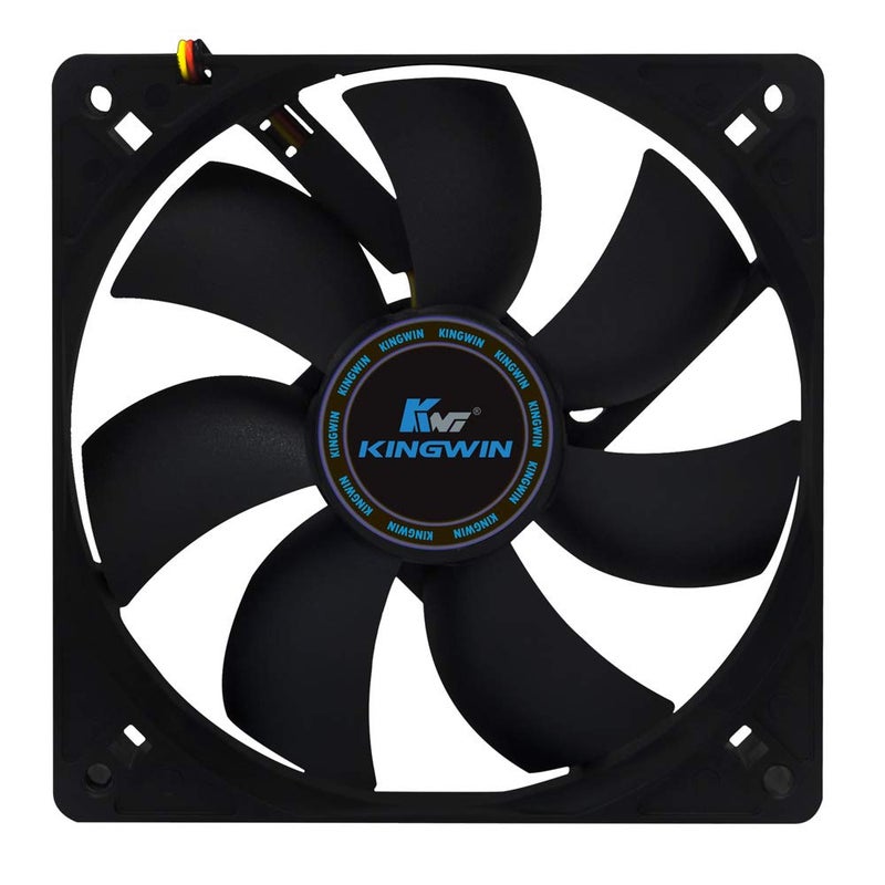 KingWin 120mm Silent Fan for PC Cases, CPU Coolers, Mining Rigs – Quiet Computer Cooling Fan with Long Life Sleeve Bearing, High Airflow Ventilation – Black CF-012LB - Image 2
