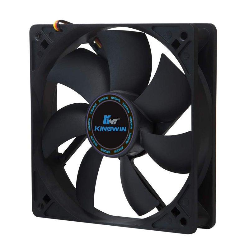 KingWin 120mm Silent Fan for PC Cases, CPU Coolers, Mining Rigs – Quiet Computer Cooling Fan with Long Life Sleeve Bearing, High Airflow Ventilation – Black CF-012LB - Image 1