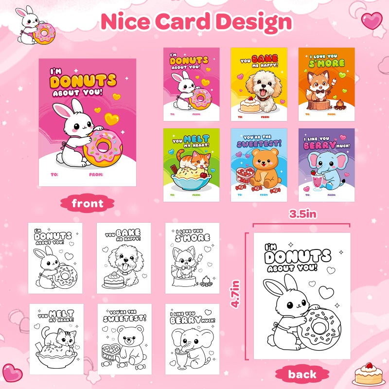 TooyBing Valentines Day Cards for Kids School, 24 Pack Watercolor Paint Sets with Greeting Cards, Valentines Day Gifts for Kids Classroom Prize Exchange Gifts, Valentine Party Favors for Boys Girls - Image 2