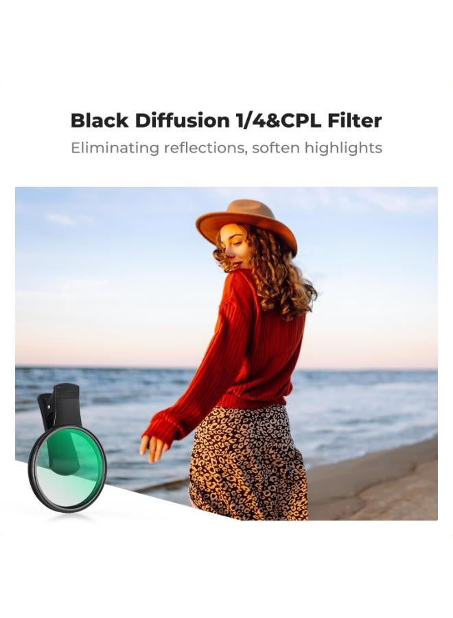 K&F Concept 67 mm Clip-On Black Diffusion & CPL Filter for Phones - Image 3