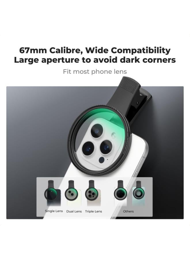 K&F Concept 67 mm Clip-On Black Diffusion & CPL Filter for Phones - Image 2